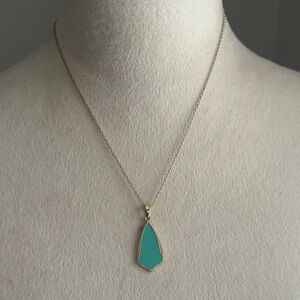 Gold and Teal Tone Resortwear Pendant Necklace